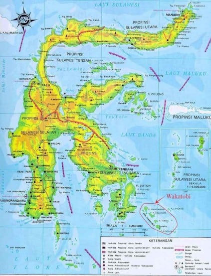 carte de Sulawesi, Bunaken, Manado en Indonésie
