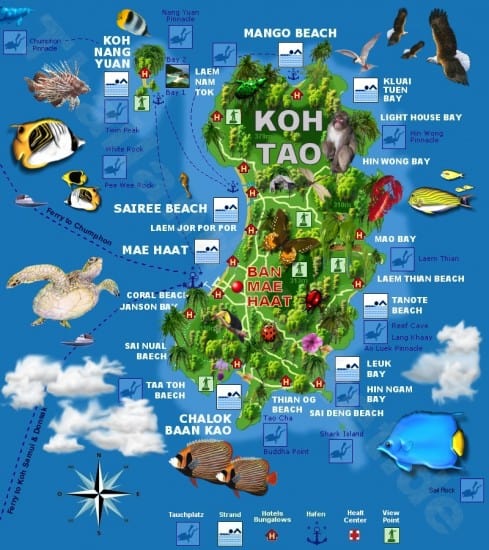 carte de koh tao en thailande