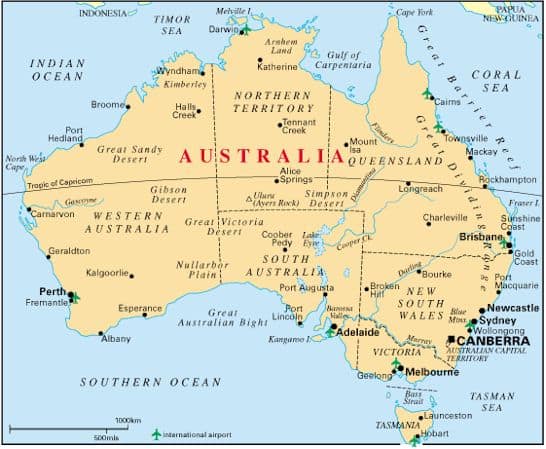 carte plongée en Australie