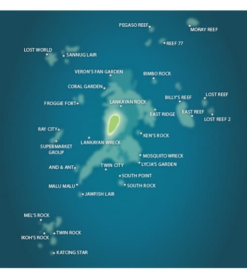 carte sites de plongée Lankayan Malaisie