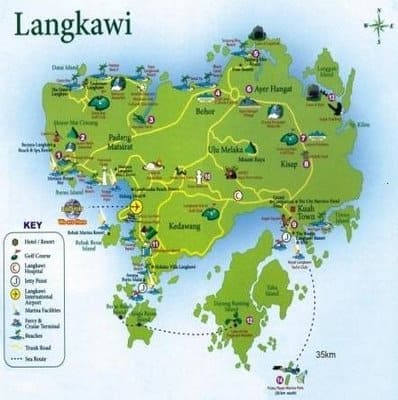 Carte de l'île Langkawi Malaisie