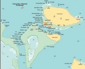carte des îles de Wakatobi, Sulawesi, Indonésie